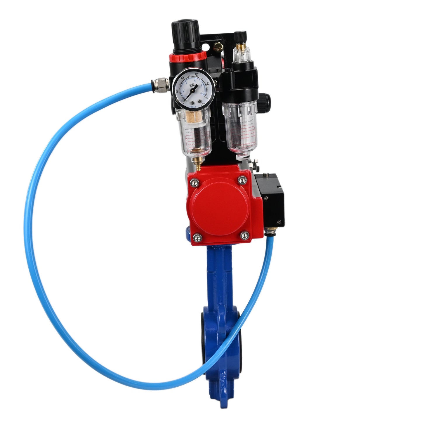 Water Butterfly Valve DNOVA WBV1413E-2W-Fb-H, body material - cast iron GGG50, disk material - cast iron GGG40, seal - EPDM, with pneumatic actuator with return springs PA-SA, 4V320-08 220V, LSU APL-210N, ATU AFC2000