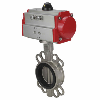 صمام فراشة الماء DNOVA WBV3131E-2W-Fb-H، مادة الجسم - الفولاذ المقاوم للصدأ AISI 304، مادة القرص - الفولاذ المقاوم للصدأ AISI 304، الختم - EPDM، مشغل هوائي PA-DA مزدوج الفعل