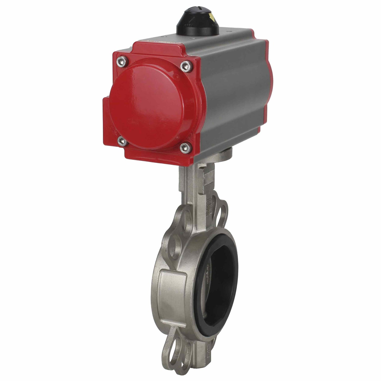 Válvula de mariposa de agua DNOVA WBV3131E-2W-Fb-H, material del cuerpo - Acero inoxidable AISI 304, material del disco - Acero inoxidable AISI 304, junta - EPDM, actuador neumático PA-SA con resortes de retorno