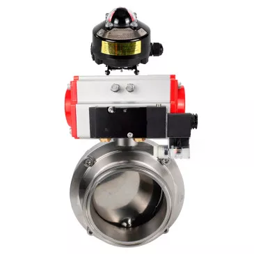 Butterfly valves DNOVA WBV3131S-2W-W-H food grade stainless steel 304, seal - Silicon, with pneumatic actuator DNOVA PA-SA-XXX, pneumatic distributor DNOVA 4M310-08 220V and BKV DNOVA APL-510N EX