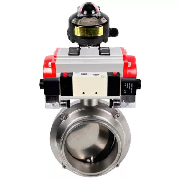 Butterfly valves DNOVA WBV3131S-2W-W-H food grade stainless steel 304, seal - Silicon, with pneumatic actuator DNOVA PA-SA-XXX, pneumatic distributor DNOVA 4V320-10 220V and BKV DNOVA APL-510N EX