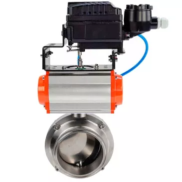 Butterfly valves DNOVA WBV3131S-2W-W-H food grade stainless steel 304, seal - Silicon, with pneumatic actuator DNOVA PA-SA-XXX and BKV DNOVA APL-510N EX
