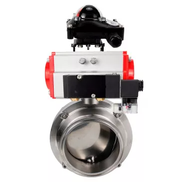 Butterfly valves DNOVA WBV3131S-2W-W-H food grade stainless steel 304, seal - Silicon, with pneumatic actuator DNOVA PA-DA-XXX, pneumatic distributor DNOVA 4M310-08 220V and BKV DNOVA APL-410N EX