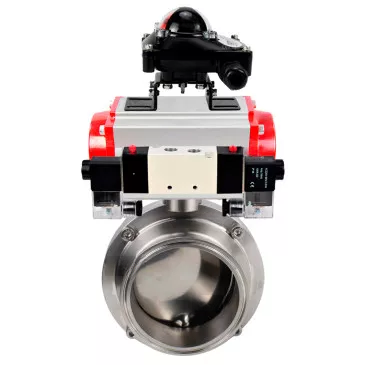 Butterfly valves DNOVA WBV3131S-2W-W-H food grade stainless steel 304, seal - Silicon, with pneumatic actuator DNOVA PA-DA-XXX, pneumatic distributor DNOVA 4V320-10 220V and BKV DNOVA APL-210N