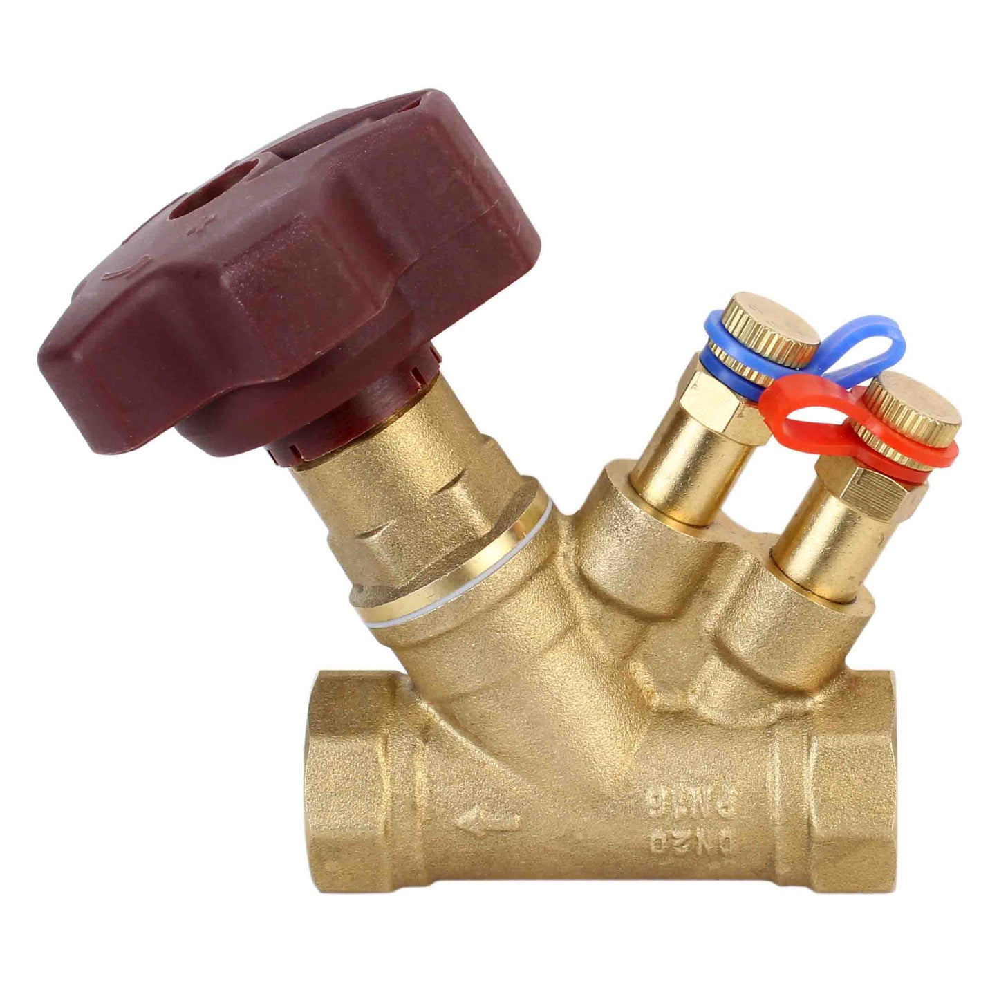Static balancing valve DNOVA VB0000P-T 25 bar brass, Threaded NPT/BSP connection with nipples