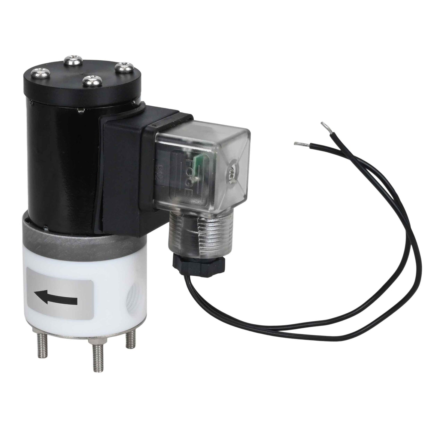 Two way normally closed direct acting electric solenoid valve DNOVA DHF11-РќР— PTFE VITON G 24V, body material - PTFE, seal - Viton