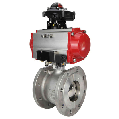 Stainless steel ball valve DNOVA kchmfp-DNOVA-sa-4m310-110/220v-apl-210n, body material - stainless steel AISI 316, ball material - stainless steel AISI 316, seal - PTFE, pneumatic actuator operated