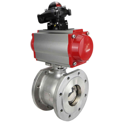 Stainless steel ball valve DNOVA kchmfp-DNOVA-sa-4m310-110/220v-apl-210n, body material - stainless steel AISI 316, ball material - stainless steel AISI 316, seal - PTFE, pneumatic actuator operated