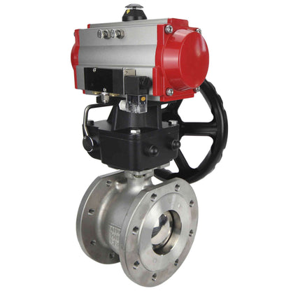 Stainless steel ball valve DNOVA kchmfp-DNOVA-da-hdm-4m310-24v, body material - stainless steel AISI 316, ball material - stainless steel AISI 316, seal - PTFE, pneumatic actuator operated