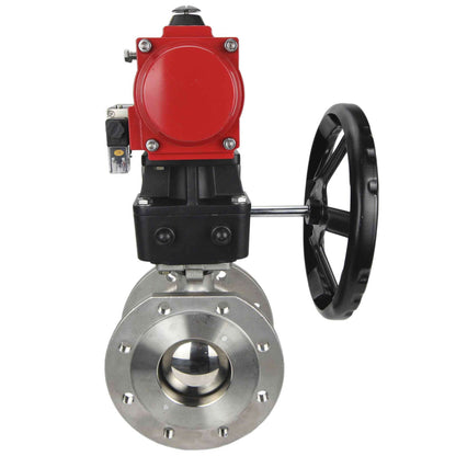 Stainless steel ball valve DNOVA kchmfp-DNOVA-da-hdm-4m310-24v, body material - stainless steel AISI 316, ball material - stainless steel AISI 316, seal - PTFE, pneumatic actuator operated