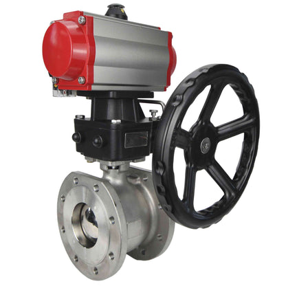 Stainless steel ball valve DNOVA kchmfp-DNOVA-da-hdm-4m310-24v, body material - stainless steel AISI 316, ball material - stainless steel AISI 316, seal - PTFE, pneumatic actuator operated