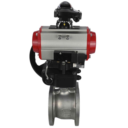 Stainless steel ball valve DNOVA kchmfp-DNOVA-da-hdm-4m310-24v-apl-210n, body material - stainless steel AISI 316, ball material - stainless steel AISI 316, seal - PTFE, pneumatic actuator operated