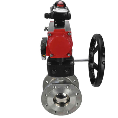 Stainless steel ball valve DNOVA kchmfp-DNOVA-da-hdm-4m310-24v-apl-210n, body material - stainless steel AISI 316, ball material - stainless steel AISI 316, seal - PTFE, pneumatic actuator operated