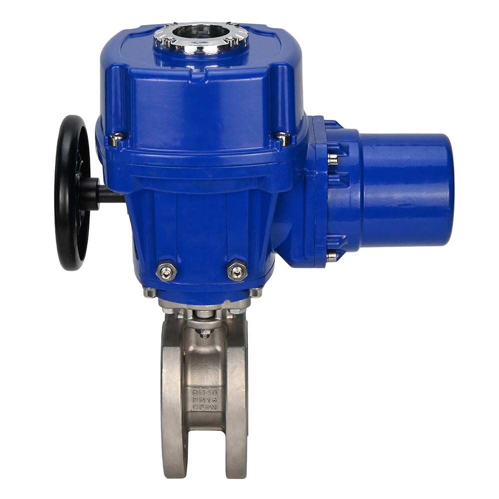 Válvula de bola de acero inoxidable DNOVA-BVСЃFP.316.200 PSI232, paso completo, brida compacta, actuador eléctrico de cuarto de vuelta DNOVA QT-W (M) 220 V