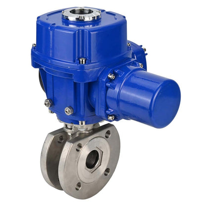 Válvula de bola de acero inoxidable DNOVA-BVСЃFP.316.200 PSI232, paso completo, brida compacta, actuador eléctrico de cuarto de vuelta DNOVA QT-W (M) 380 V