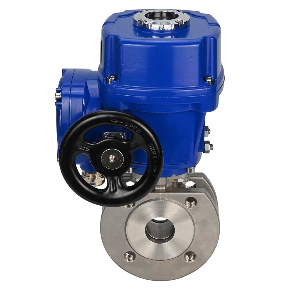 Válvula de bola de acero inoxidable DNOVA-BVСЃFP.316.200 PSI232, paso completo, brida compacta, actuador eléctrico de cuarto de vuelta DNOVA QT-W (M) 220 V