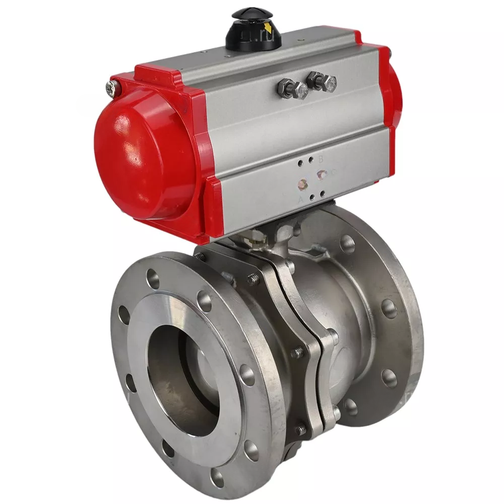 Ball valves DNOVA BV3232P(2pc)-FP-F-ISO-R DN200-300 16 bar full bore flanged, body - stainless steel 316, with pneumatic actuator PA-SA with return springs and pneumatic distributor 4V320-10 220V