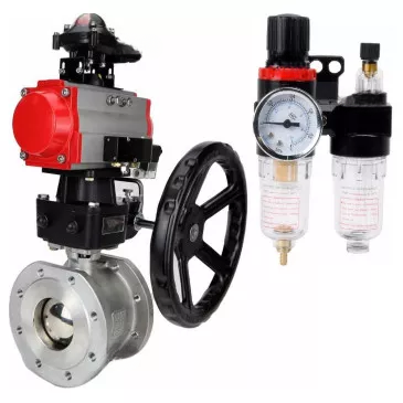 Ball valves DNOVA BV3232P(2pc)-FP-F-ISO-R DN200-300 16 bar full bore flanged, body - stainless steel 316, with PA-SA pneumatic actuator with return springs, pneumatic distributor 4M310-08 220V, BKV APL-410N EX and GSV AFC2000