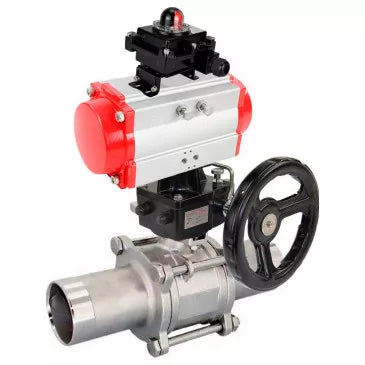 Ball valves DNOVA BV3131P(3pc)-FP-W-ISO-H LONG DN50-150 full bore, body - stainless steel 304, welded, with DNOVA PA-DA pneumatic actuator, DNOVA MON gearbox and APL- limit switch block 410N EX