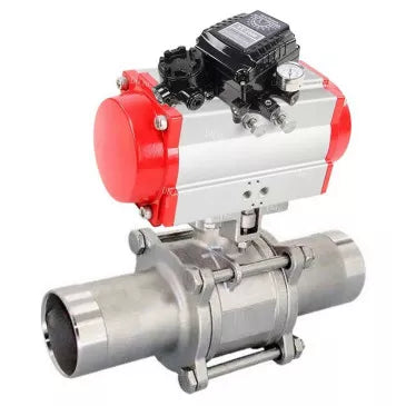 Ball valves DNOVA BV3131P(3pc)-FP-W-ISO-H LONG DN10-150 full bore, body - stainless steel 304, welded, with pneumatic actuator DNOVA PA-DA and pneumatic positioner YT-1000RSN