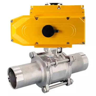 Ball valves DNOVA BV3131P(3pc)-FP-W-ISO-H LONG full bore, body - stainless steel 304, welded, with 1/4-turn electric drive DNOVA QT-N-EM-O1-380VAC-U1 380V