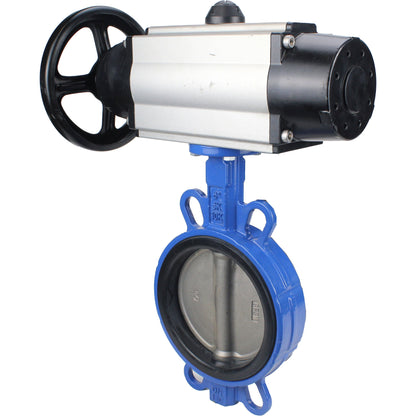 Water Butterfly Valve DNOVA WBV1132N-2W-Fb body material - Cast iron GG25/EN-GJL-250, disk material - Stainless steel AISI 316L/1.4404, seal - NBR with pneumatic actuator double acting PA-DA-105-1, pneumatic distributor 4V320-08 220V