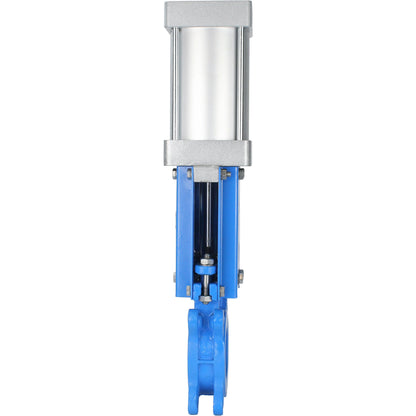 Knife gate valve DNOVA GVKR3131M-1W-Fb-2P, body material - stainless steel AISI 304, knife material - stainless steel AISI 304, seal - metal, pneumatic actuator