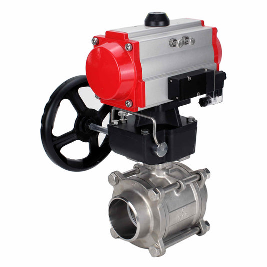 Stainless steel ball valve DNOVA kshpp-316200-da-4m310-110/220-hdm, body material - stainless steel AISI 316, ball material - stainless steel AISI 316, seal - PTFE, pneumatic actuator operated