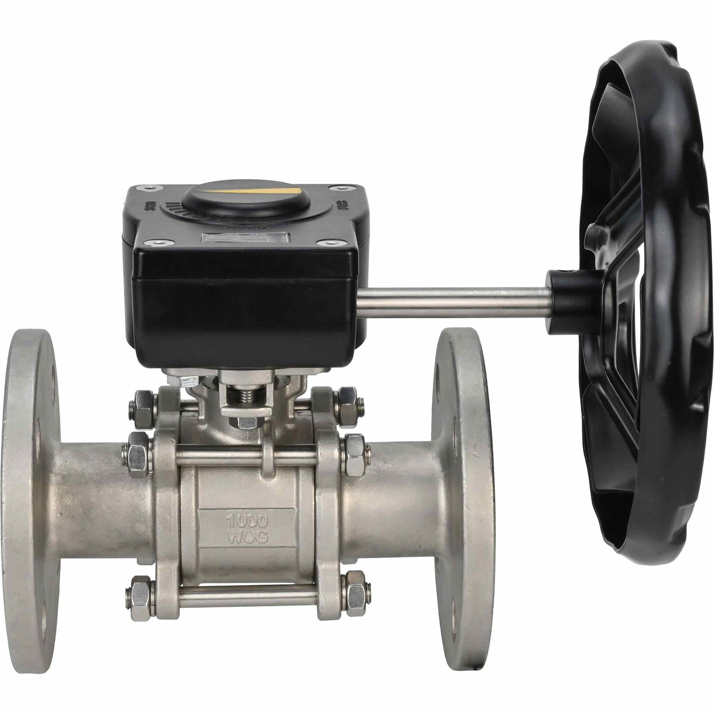 Válvula de bola de acero inoxidable DNOVA ksfpt-316-180-ham, material del cuerpo - acero inoxidable AISI 316, material de la bola - acero inoxidable AISI 316, sello - PTFE, accionado por manija