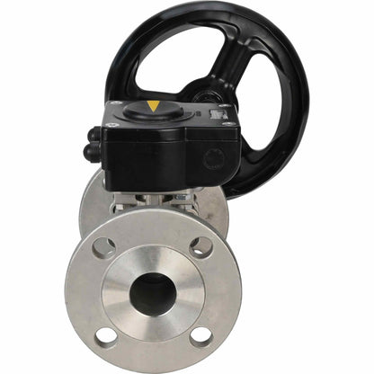 Válvula de bola de acero inoxidable DNOVA ksfpt-304-180-ham, material del cuerpo - acero inoxidable AISI 304, material de la bola - acero inoxidable AISI 304, sello - PTFE, accionado por manija