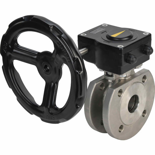 Válvula de bola de acero inoxidable DNOVA kchmfp_ham, material del cuerpo - acero inoxidable AISI 316, material de la bola - acero inoxidable AISI 316, junta - PTFE, accionada por maneta