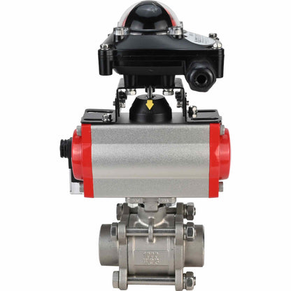 Stainless steel ball valve DNOVA kshpp-316200-sa-4m310-24-apl210n, body material - stainless steel AISI 316, ball material - stainless steel AISI 316, seal - PTFE, pneumatic actuator operated