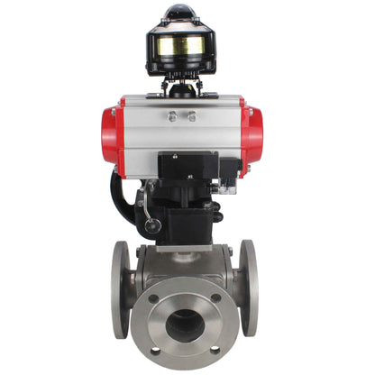Ball valves DNOVA BV3232P(4pc)-FP-3WL-F-ISO-H 16 bar full bore, flanged, stainless steel body. steel SS316, ISO flange F03/F04-F10/F12, square 9x9-19x19, with pneumatic actuator PA-DA, PN/distributor 4M310-08 220V, LSU APL-510N EX and Doubler MON3-700-