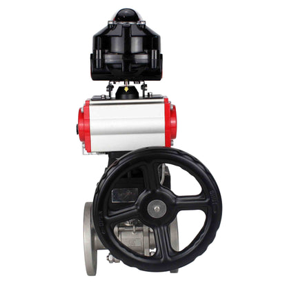 Ball valves DNOVA BV3131P(3pc)-FP-F-ISO-H flanged, full bore, three-piece, stainless steel body. steel SS304, seal - PTFE, with pneumatic drive DNOVA PA-DA 052-130 pneumatic distributor 4M310-08 24V gearbox MON LSU APL-510N-EX