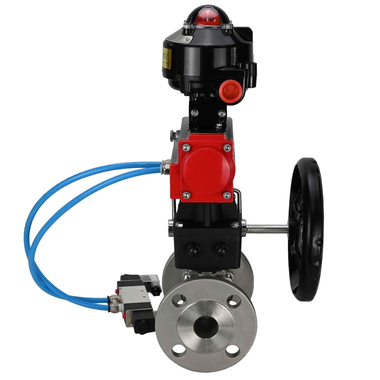 Ball valves DNOVA BV3131P(3pc)-FP-F-ISO-H flanged, full bore, three-piece, stainless steel body. steel SS304, seal - PTFE, with pneumatic drive DNOVA PA-DA 052-130 pneumatic distributor 4V320-08 gearbox MON LSU APL-510N-EX