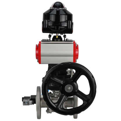 Ball valves DNOVA BV3131P(3pc)-FP-F-ISO-H flanged, full bore, three-piece, stainless steel body. steel SS304, seal - PTFE, with pneumatic drive DNOVA PA-DA 052-130 pneumatic distributor 4V320-08 gearbox MON LSU APL-510N-EX