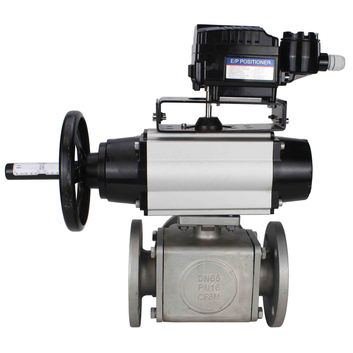 Ball valves DNOVA BV3232P(4pc)-FP-3WL-F-ISO-H DN100 16 bar full bore, flanged, body - stainless steel SS316, ISO flange F10/F12, square 19x19, with double pneumatic actuator PA-DA-105-1 action and pneumatic positioner YT-1000RSN with feedback