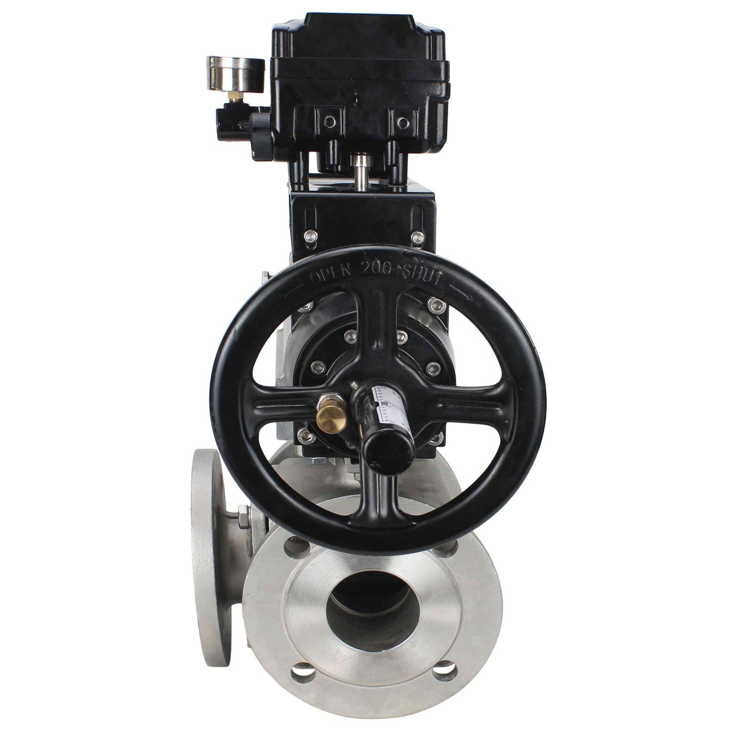 Ball valves DNOVA BV3232P(4pc)-FP-3WL-F-ISO-H DN100 16 bar full bore, flanged, body - stainless steel SS316, ISO flange F10/F12, square 19x19, with double pneumatic actuator PA-DA-105-1 action and pneumatic positioner YT-1000RSN with feedback