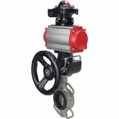 Válvula de mariposa de agua DNOVA 316l-viton-da-apl210n-hdm, material del cuerpo - acero inoxidable AISI 316L, material del disco - acero inoxidable AISI 316L, sello - VITON, actuador neumático operado