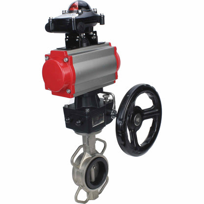 Válvula de mariposa de agua DNOVA 316l-viton-da-apl210n-hdm, material del cuerpo - acero inoxidable AISI 316L, material del disco - acero inoxidable AISI 316L, sello - VITON, actuador neumático operado