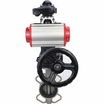 Válvula de mariposa de agua DNOVA 316l-viton-da-apl210n-hdm, material del cuerpo - acero inoxidable AISI 316L, material del disco - acero inoxidable AISI 316L, sello - VITON, actuador neumático operado
