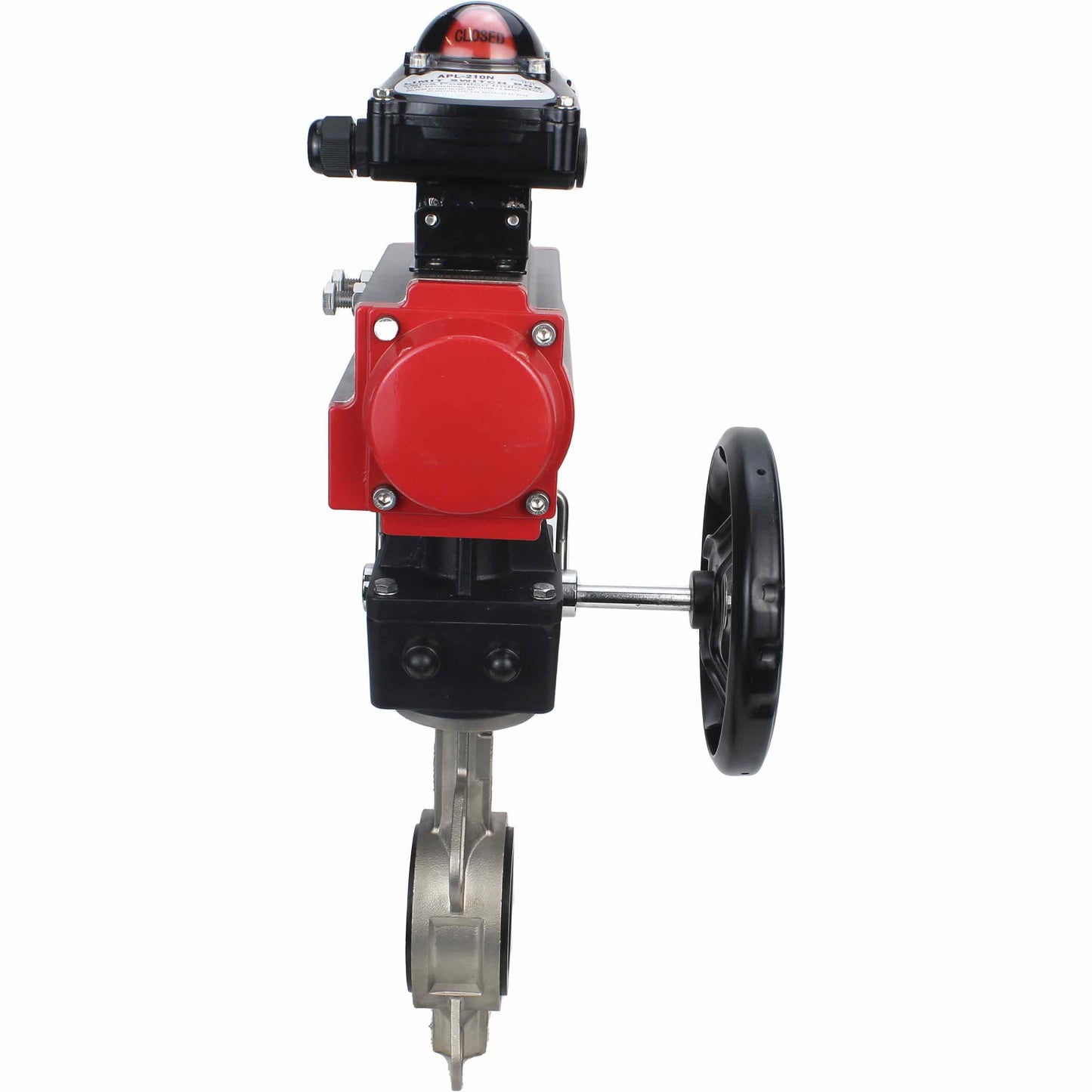 Válvula de mariposa de agua DNOVA 316l-viton-da-apl210n-hdm, material del cuerpo - acero inoxidable AISI 316L, material del disco - acero inoxidable AISI 316L, sello - VITON, actuador neumático operado