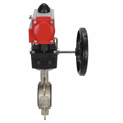Válvula de mariposa de agua DNOVA 316l-viton-da-hdm, material del cuerpo - acero inoxidable AISI 316L, material del disco - acero inoxidable AISI 316L, sello - VITON, actuador neumático operado