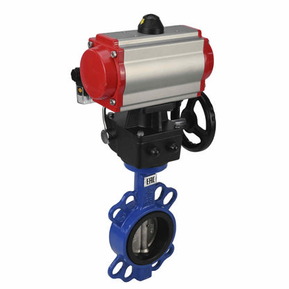 Válvula de mariposa de agua DNOVA st-316l-viton-da-4m310-24v-hdm, material del cuerpo - acero al carbono WCB, material del disco - acero inoxidable AISI 316L, sello - VITON, actuador neumático operado
