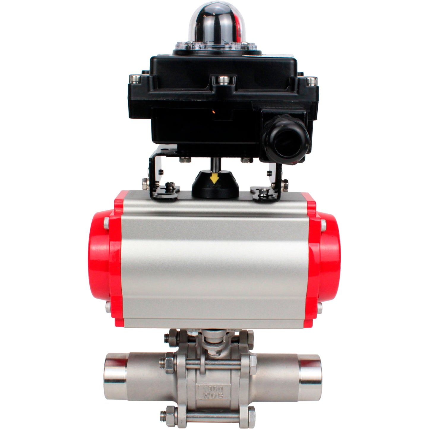 Ball valves DNOVA BV3131P(3pc)-FP-W-ISO-H LONG DN10-150 full bore, body - stainless steel 304, welded, with pneumatic actuator PA-DA, pneumatic distributor 4M310-08 24V and limit switch block APL -410N EX
