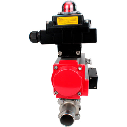 Válvulas de bola DNOVA BV3131P(3pc)-FP-W-ISO-H LONG DN10-150 paso total, cuerpo - acero inoxidable 304, para soldar, con actuador neumático PA-DA, distribuidor neumático 4M310-08 220V y bloque de final de carrera APL -410N EX