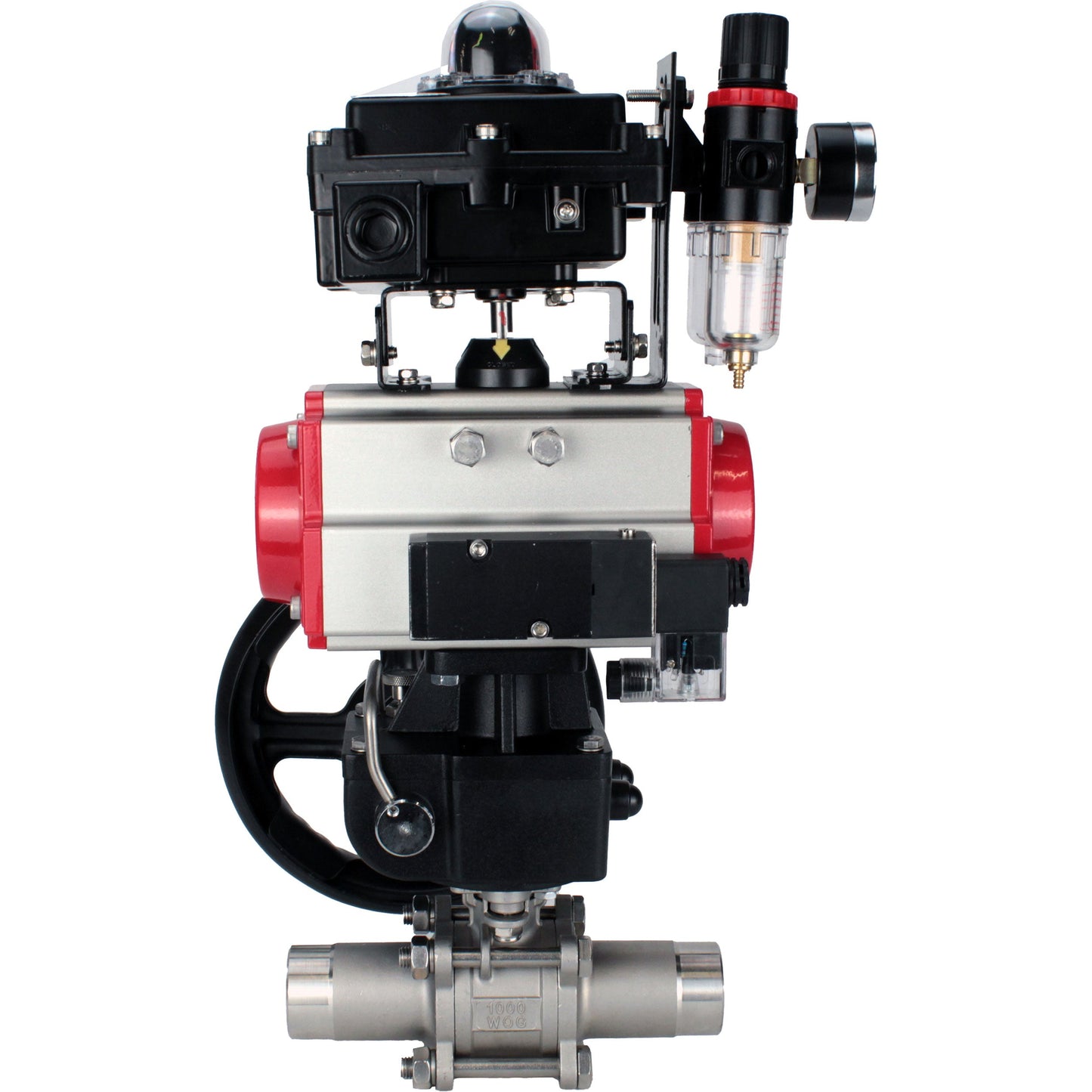 Válvulas de bola DNOVA BV3131P(3pc)-FP-W-ISO-H LONG DN50-150 paso total, cuerpo - acero inoxidable 304, para soldar, con actuador neumático PA-DA, distribuidor neumático 4M310-08 24V, reductor MON, LSU APL-410N EX y ATU AFC2000