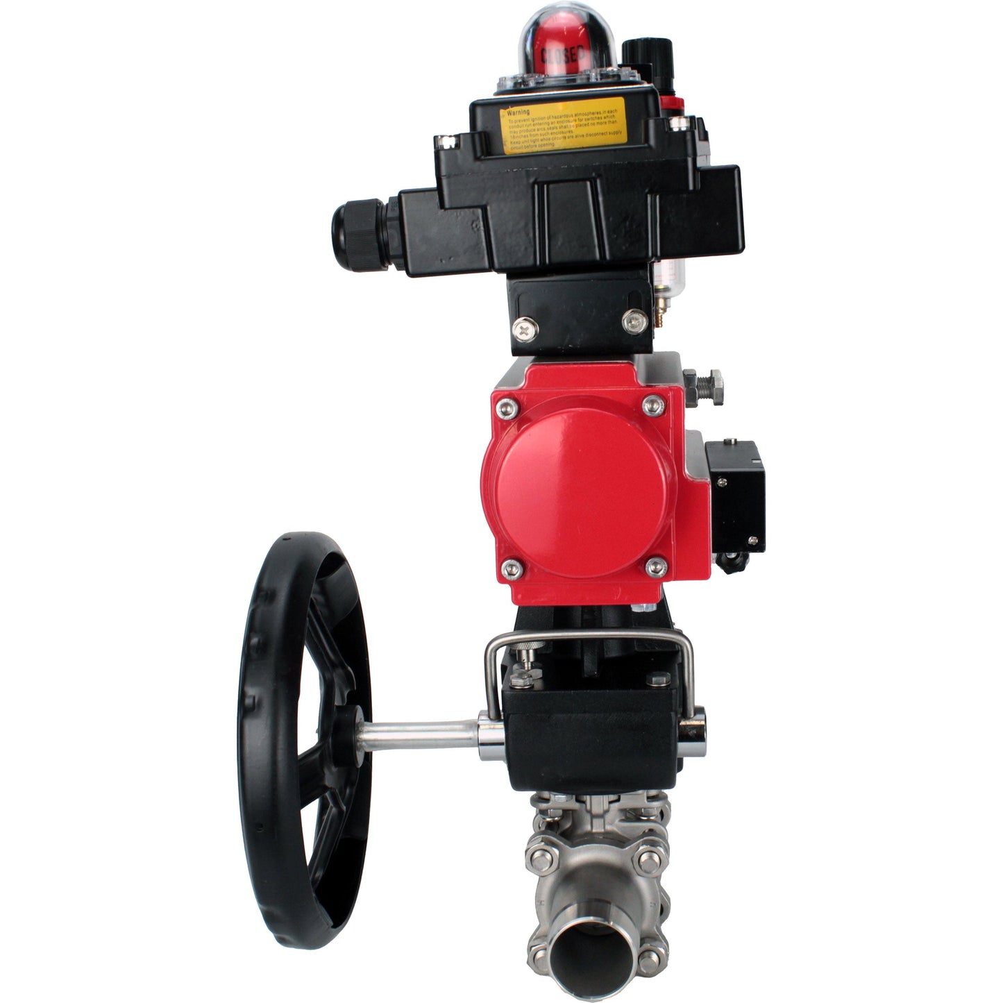 Válvulas de bola DNOVA BV3131P(3pc)-FP-W-ISO-H LONG DN50-150 de paso total, cuerpo en acero inoxidable 304, para soldar, con actuador neumático PA-DA, distribuidor neumático 4M310-08 220V, reductor MON, LSU APL-410N EX y ATU AFC2000