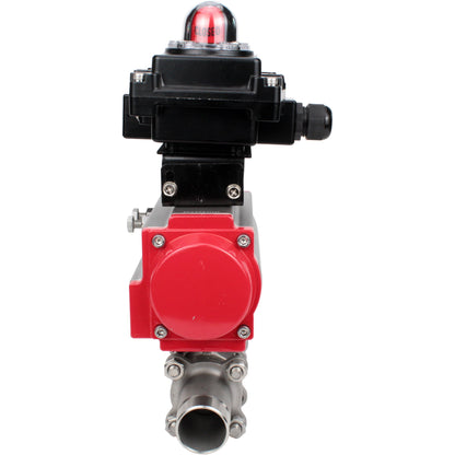 Válvulas de bola DNOVA BV3131P(3pc)-FP-W-ISO-H LONG DN10-150 paso total, cuerpo - acero inoxidable 304, soldada, con actuador neumático DNOVA PA-DA y bloque de interruptores de final de carrera APL-410N EX