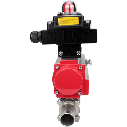 Válvulas de bola DNOVA BV3131P(3pc)-FP-W-ISO-H LONG DN10-150 paso total, cuerpo - acero inoxidable 304, soldada, con actuador neumático DNOVA PA-DA y bloque de interruptores de final de carrera APL-410N EX